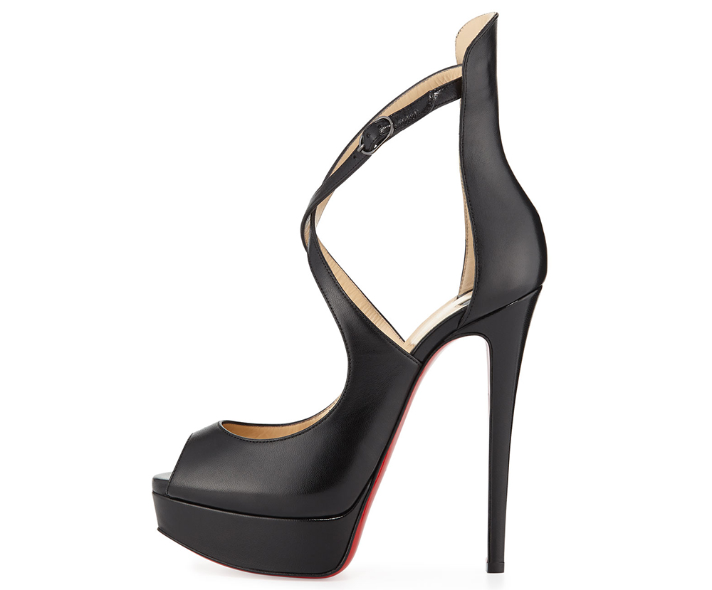 Christian Louboutin Goldostrap Spike T-Strap Red Sole Pump, Black