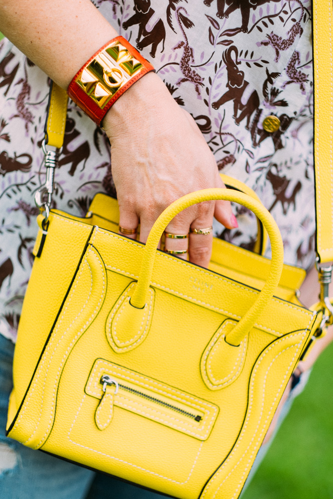 Yellow Celine Nano Luggage Leather Tote Bag