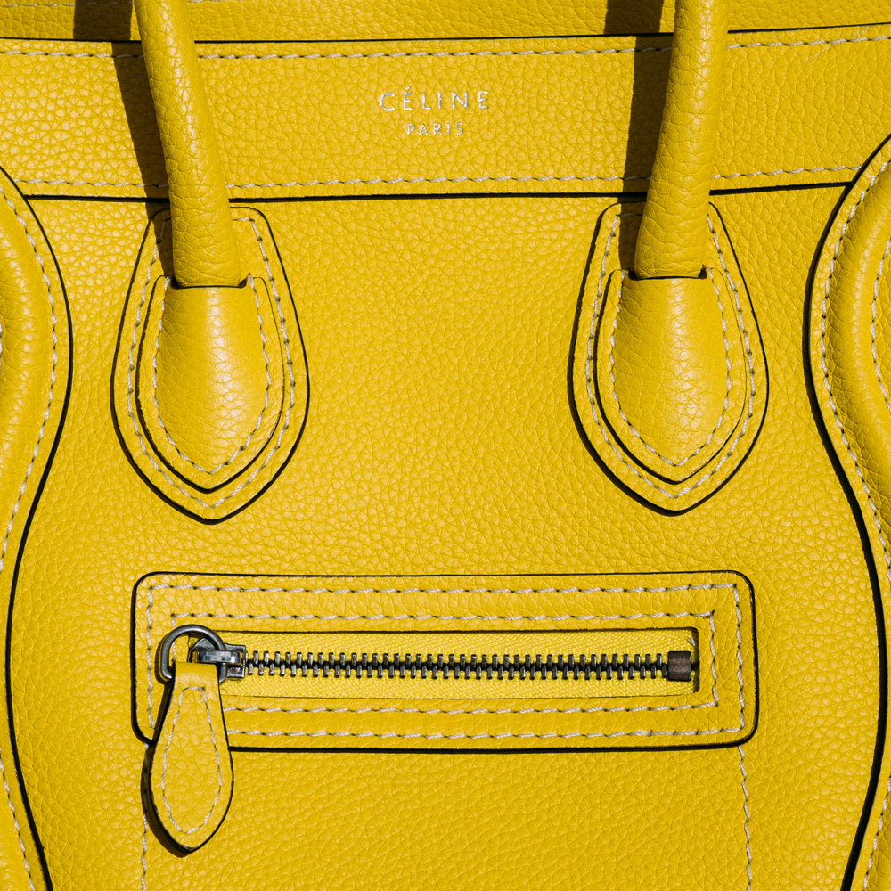 Celine Mustard/Black Leather Nano Luggage Tote Celine