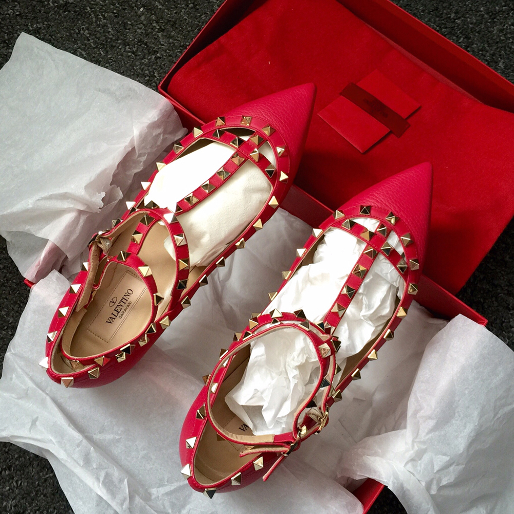 valentino red flat shoes