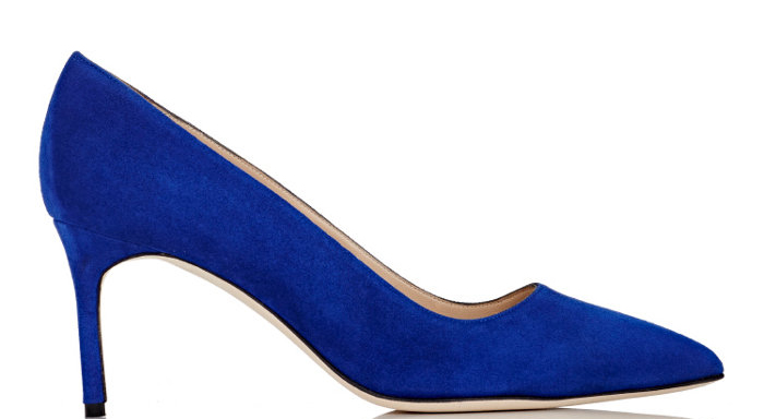 $595 in Cobalt Suede (As Seen Above) via Barneys, $595 in Calf Leather via Bergdorf Goodman, $595 in Kidskin Leather via Barneys, $695 in Flower-Stamped Denim via Bergdorf Goodman, $895 in Brocade via Bergdorf Goodman,