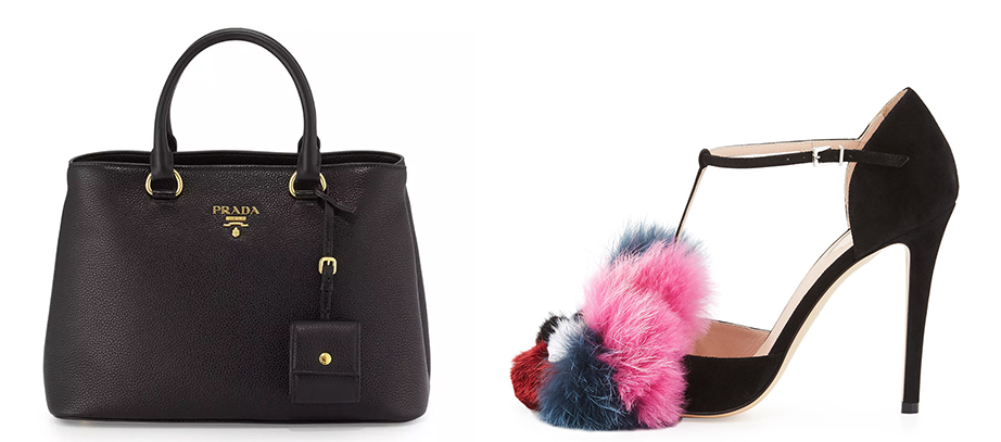 Bag: Prada Vitello Diano Tote Bag $1,740 via Neiman Marcus Shoes: Fendi Flowerland Mixed-Fur T-Strap Pump $1,150 via Bergdorf Goodman