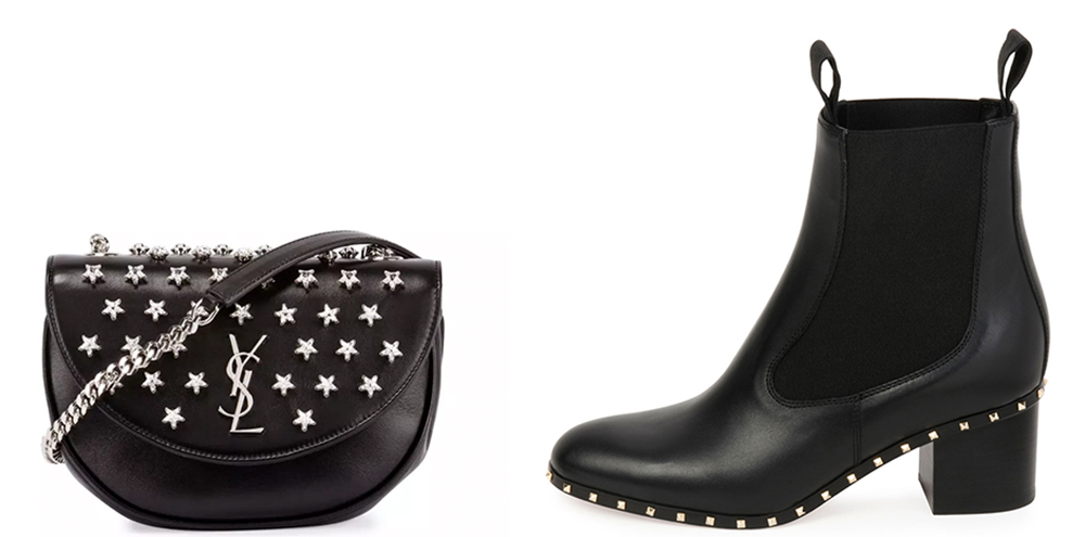 Bag: Saint Laurent Monogram Star-Studded Hobo Bag $1,250 via Bergdorf Goodman Shoes: Valentino Soul Stud Leather Chelsea Boot $1,345 via Bergdorf Goodman