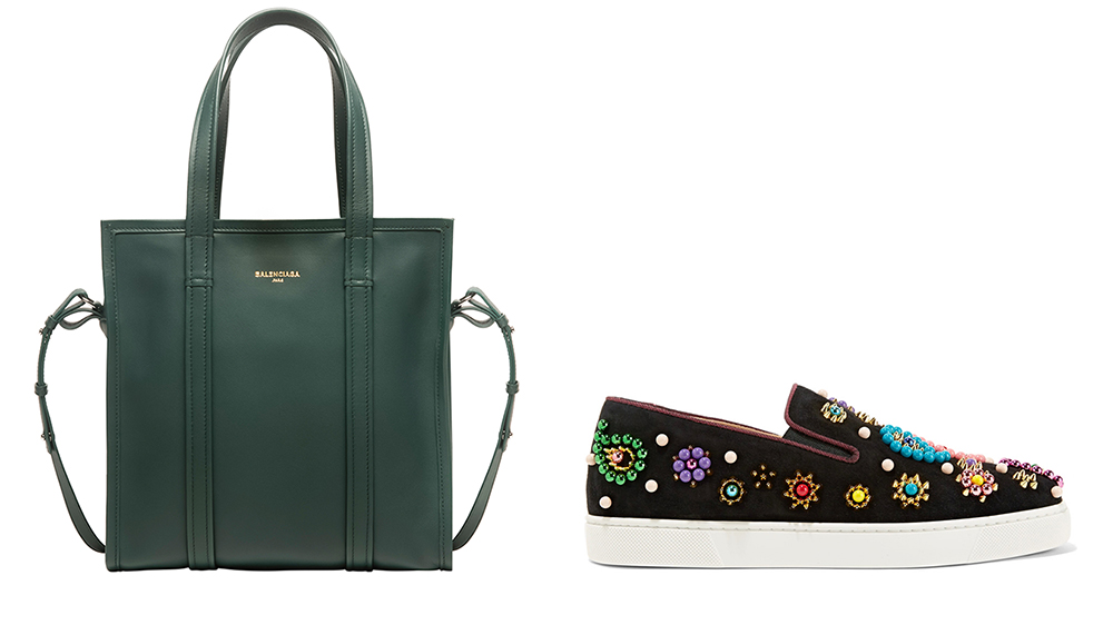 Balenciaga Bazar Shopper S Tote $1,265 via Balenciaga Christian Louboutin Boat Candy Embellished Suede Sneakers $1,345 via Net-a-Porter