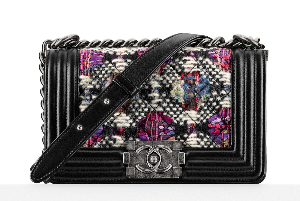 chanel tweed boy bag