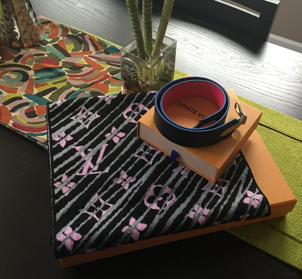 tPF Member: Tonimack Scarf: Louis Vuitton Epi Storm Scarf Bag Strap: Louis Vuitton Bandoulière Epi Bag Strap Shop: Scarf $560 via Louis Vuitton and Bag Strap $560 via Louis Vuitton