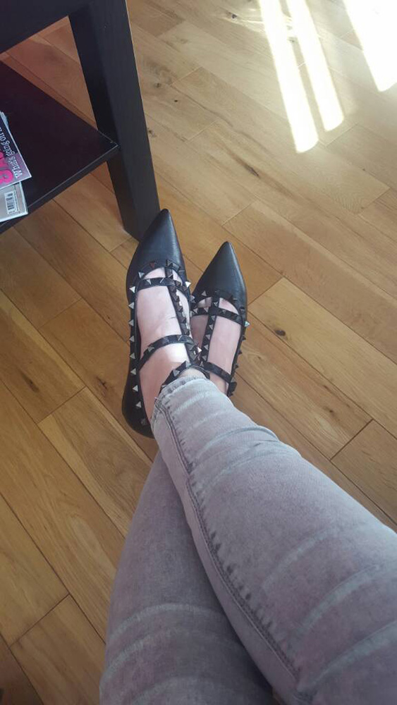 valentino noir rockstud flats