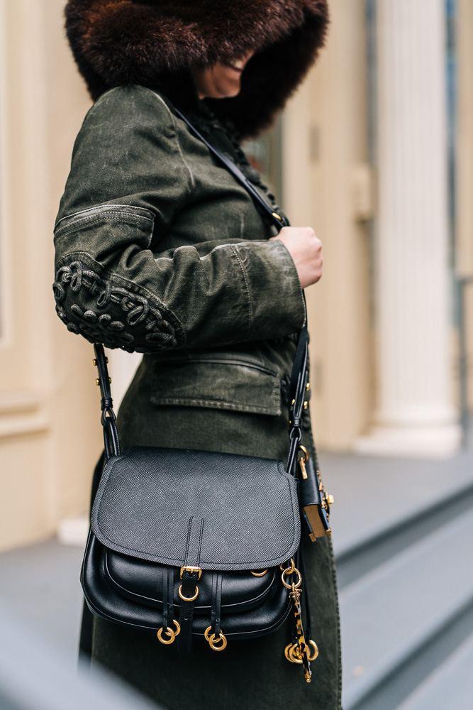 Prada Black Saffiano Leather Flap Shoulder Bag