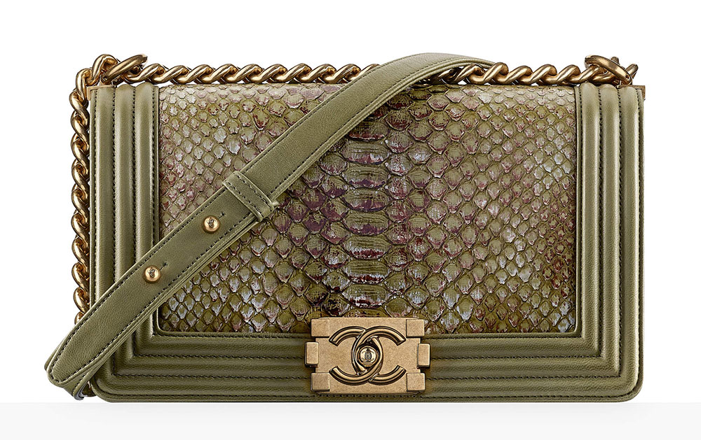 chanel green python bag