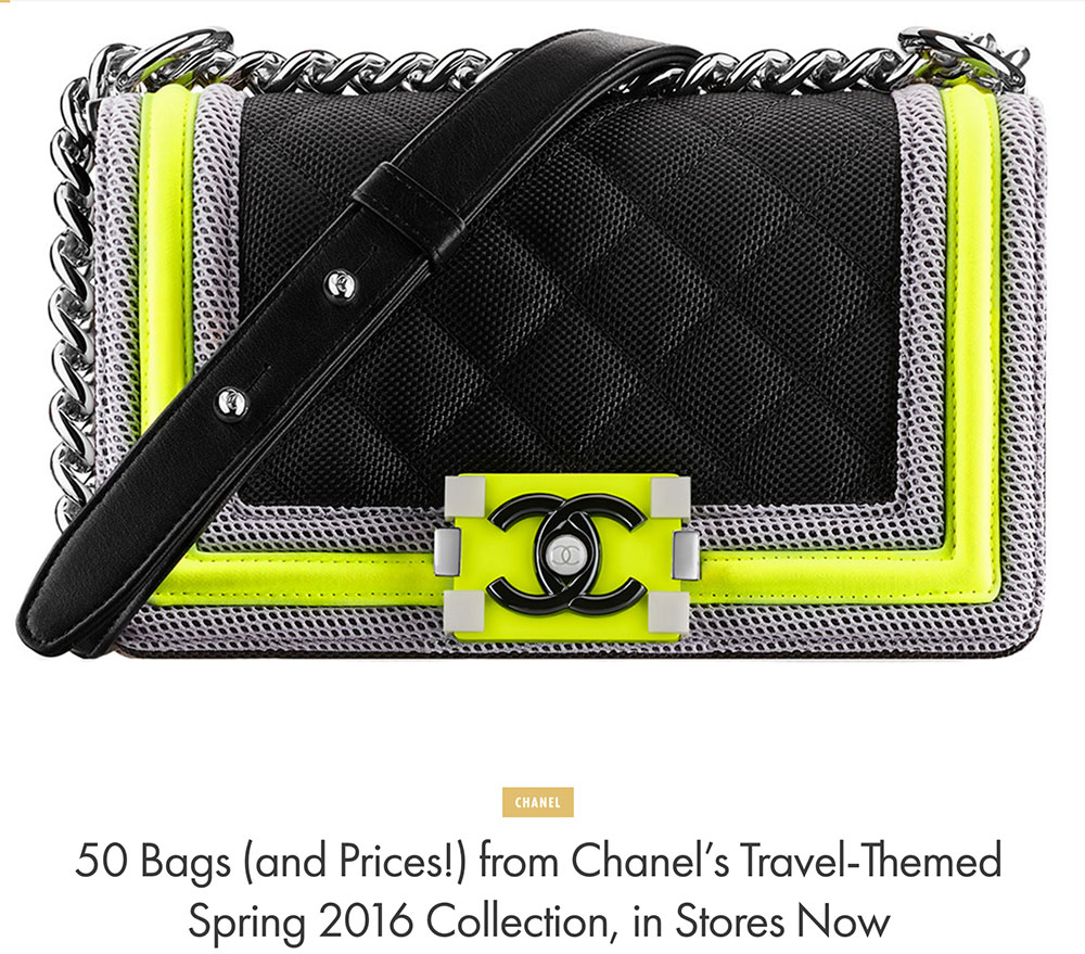 50 Bags (and Prices!) from Chanel's Travel-Themed Spring 2016 Collection,  in Stores Now - PurseBlog