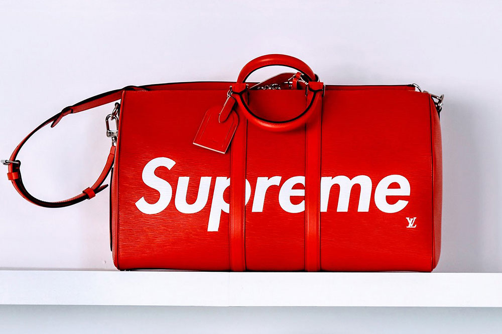 red supreme man bag