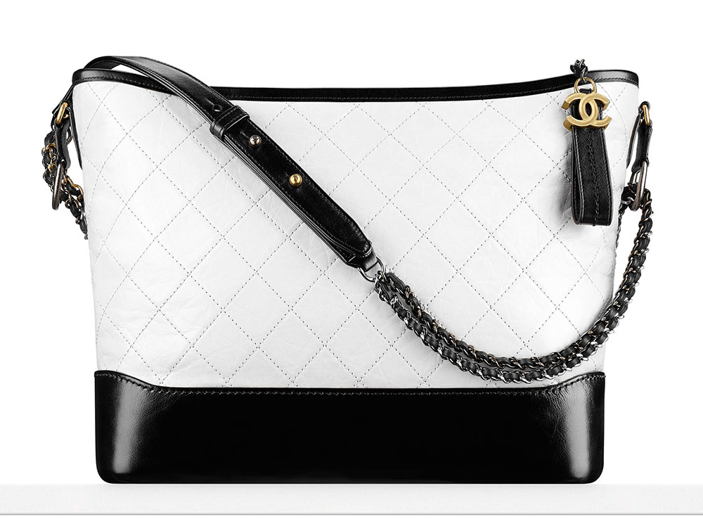 bag, chanel gabrielle small hobo bag, chanel, chanel bag, white bag, top,  jacket, black jacket, white top, watch, accessory - Wheretoget