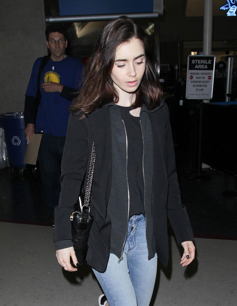 Lily Collins: Chanel Shopper, Lily Collins