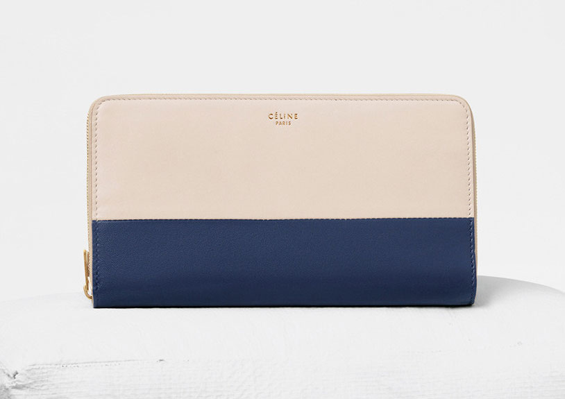 Céline CELINE COMPACT ZIP-UP WALLET IN BLUE GRAINED LEATHER COIN