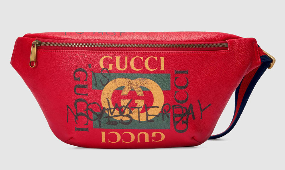 gucci fanny pack writing