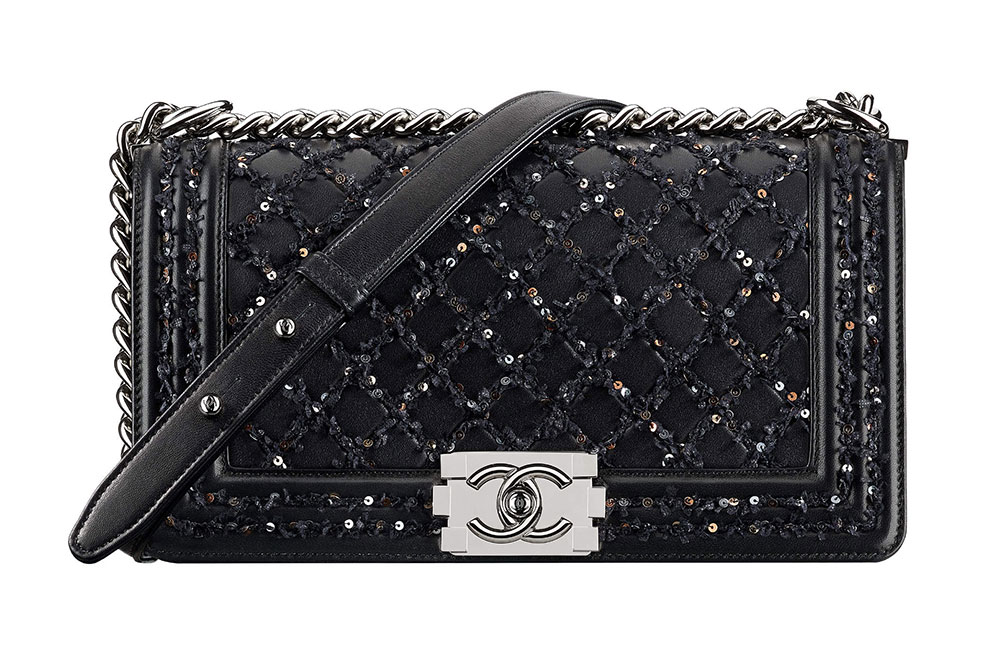chanel black sequin bag