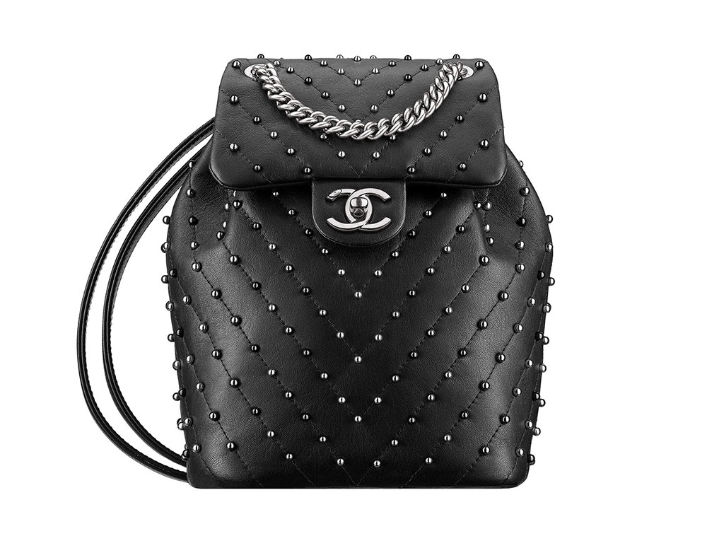 black backpack with studs
