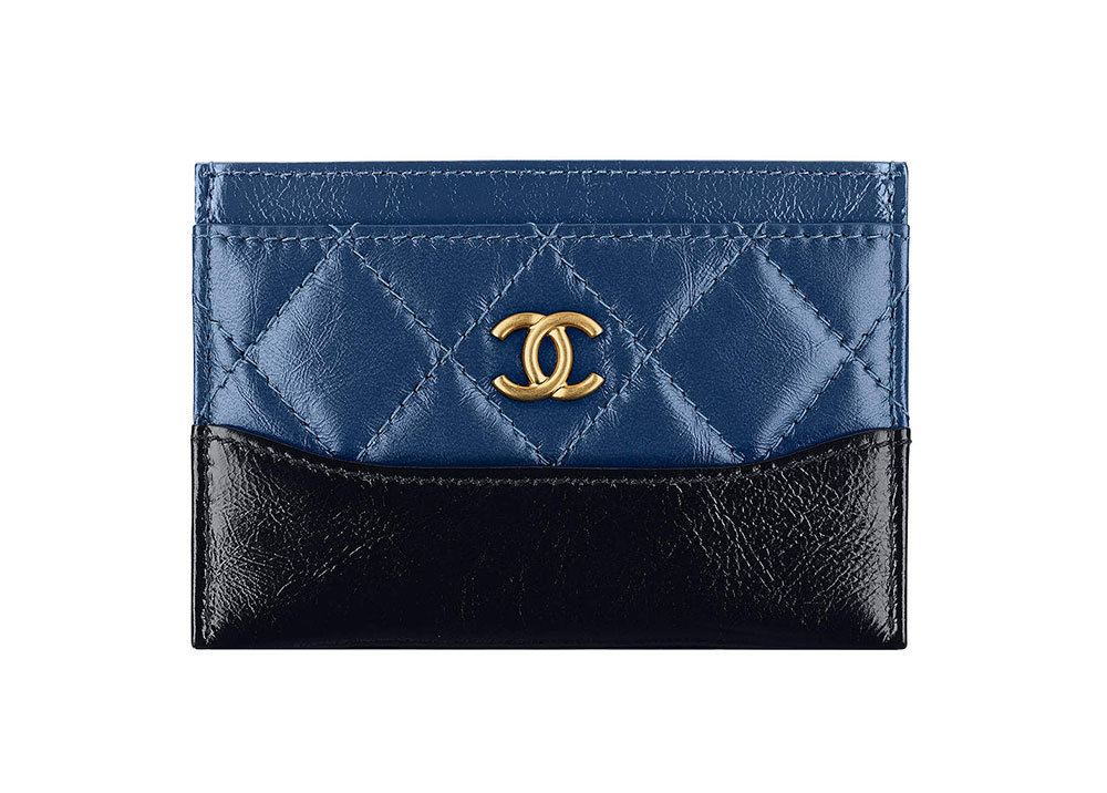 CHANEL Lambskin Quilted Card Holder Navy Blue 137907