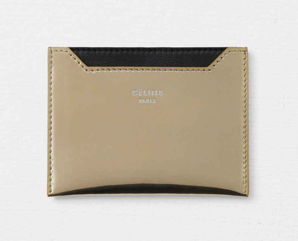 Celine Pocket Card Holder Almond in Leather with Gold-tone - US