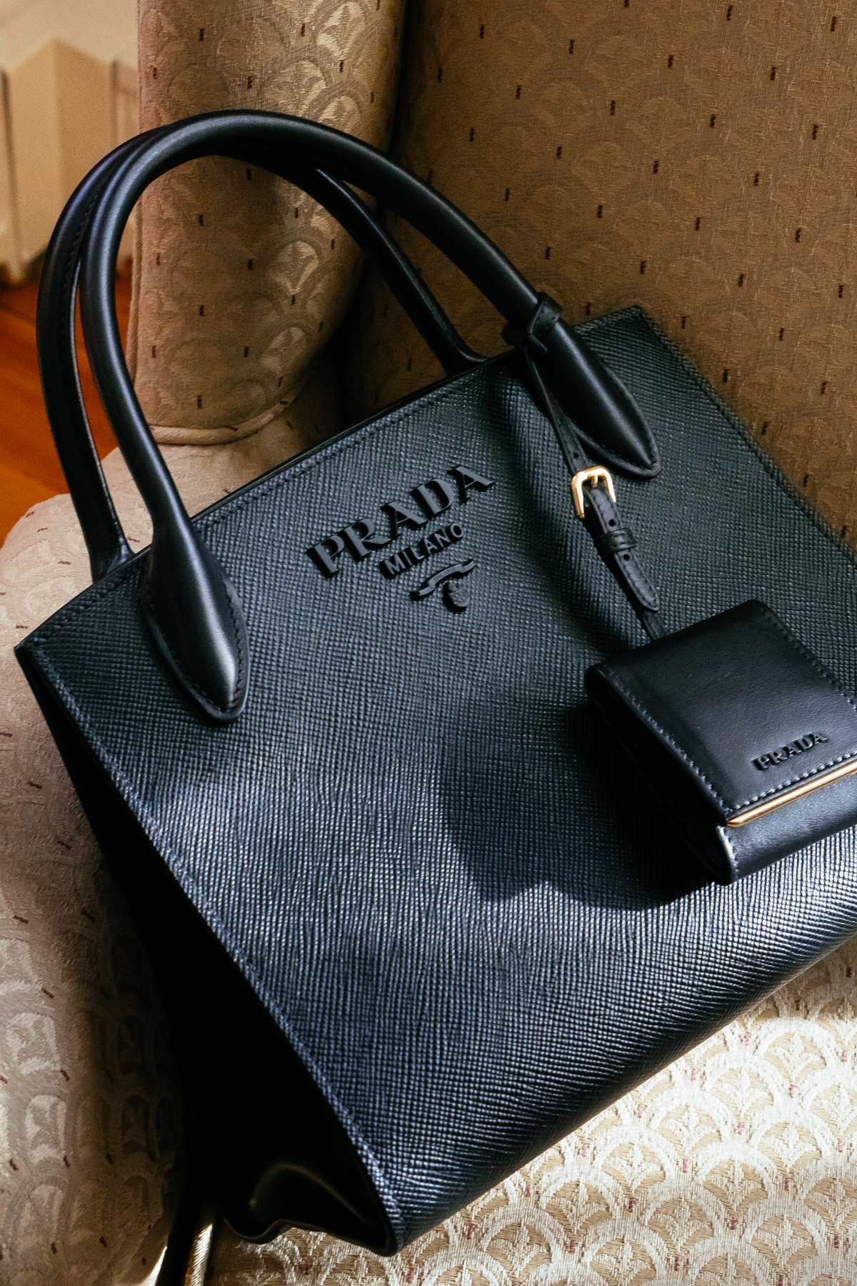 monochrome prada bag