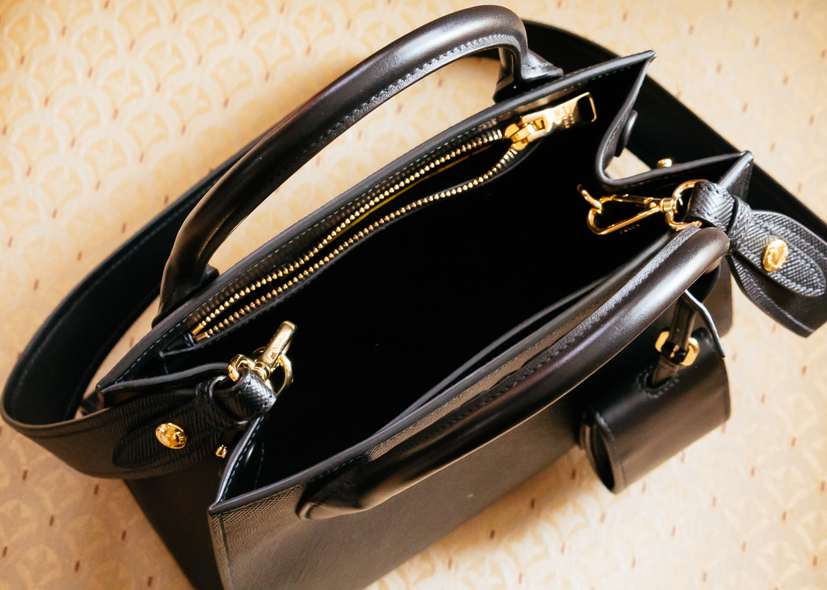 prada monochrome saffiano leather bag review