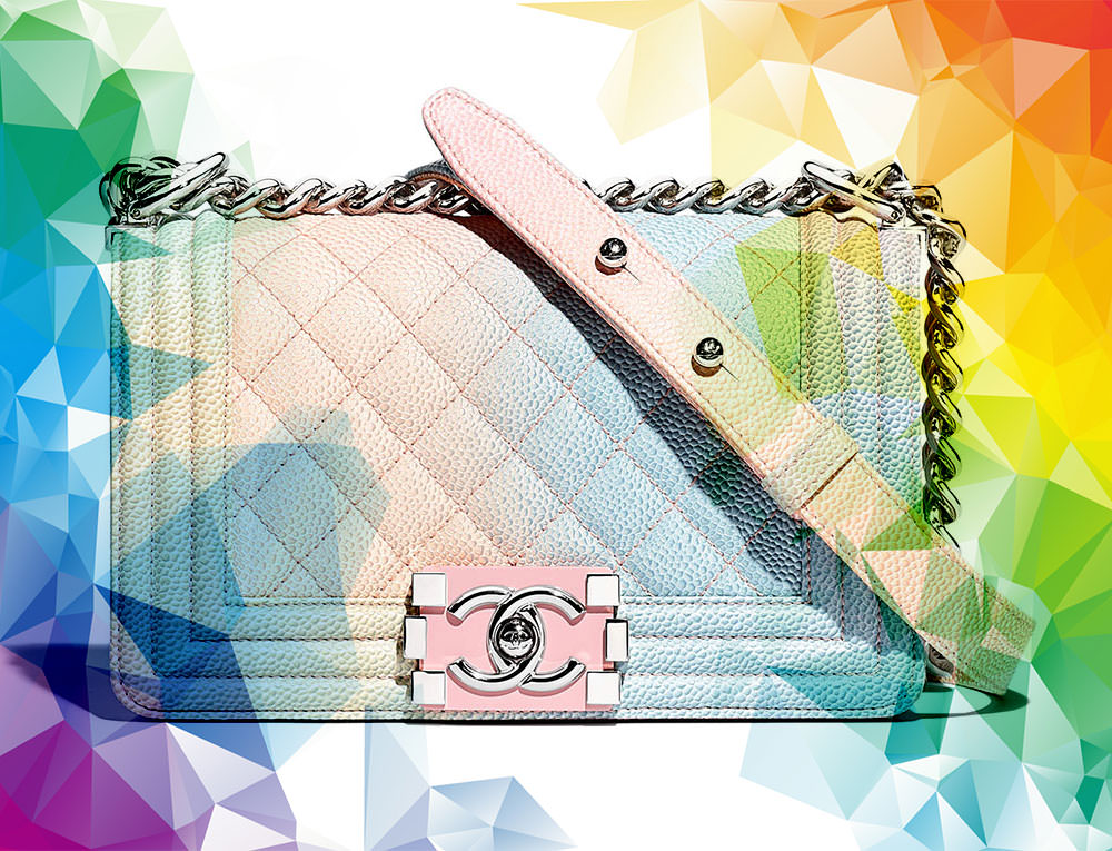 Chanel Green, Pattern Print Rainbow Medium Boy Bag