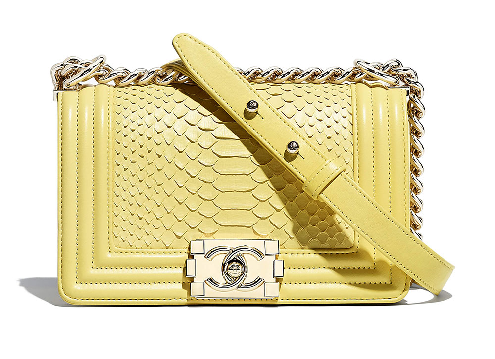 Chanel Yellow Python Boy Bag Small Q6B01A2FYH000