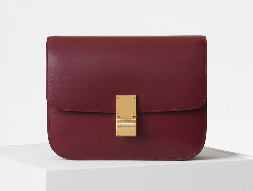 celine burgundy box bag