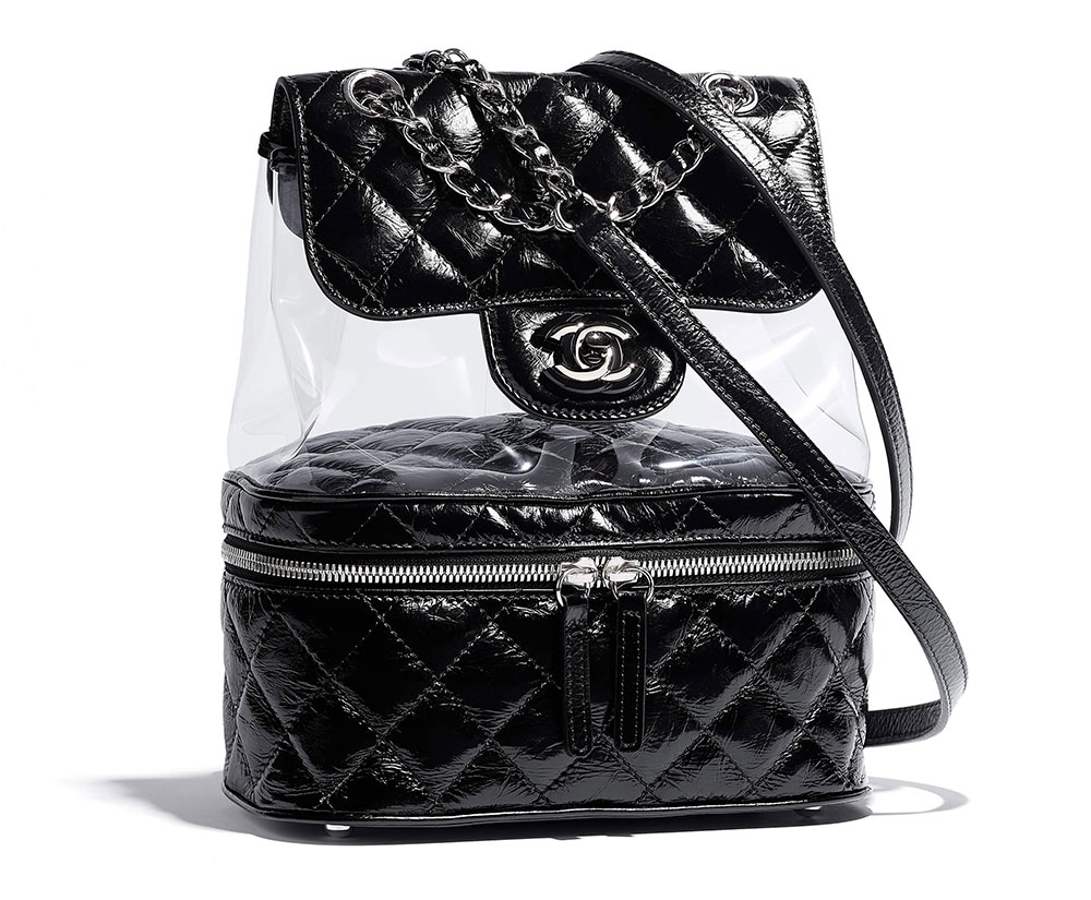 Chanel 2018 Black Leather Coco Pleats Mini CC Chain Drawstring Bucket Bag