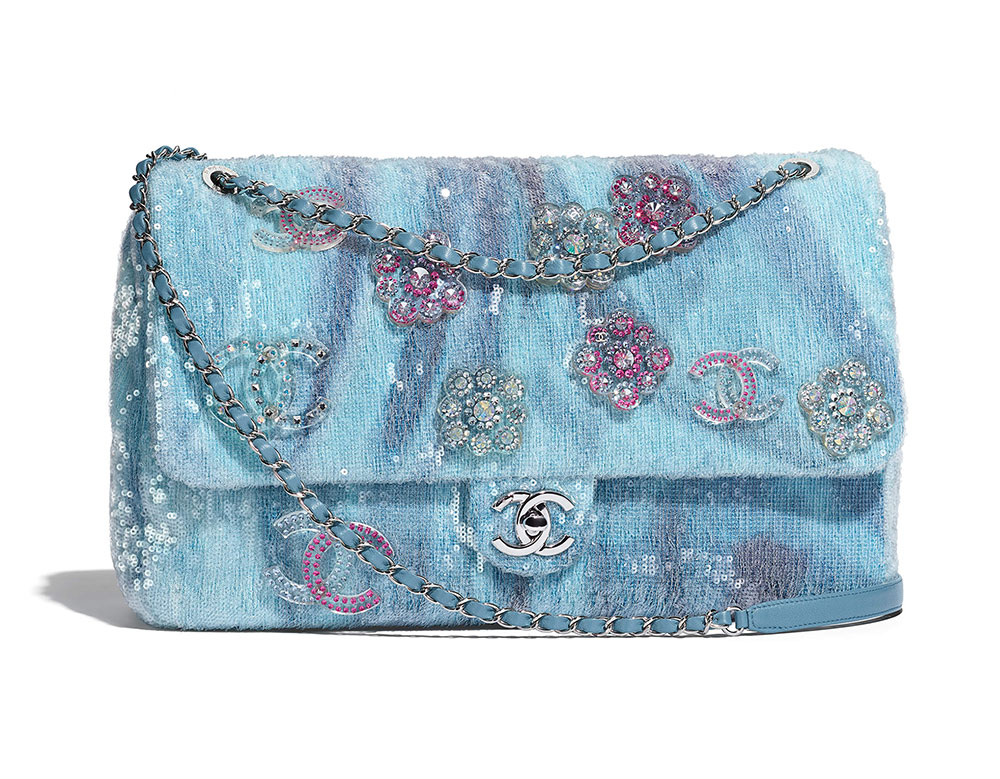chanel blue sequin bag