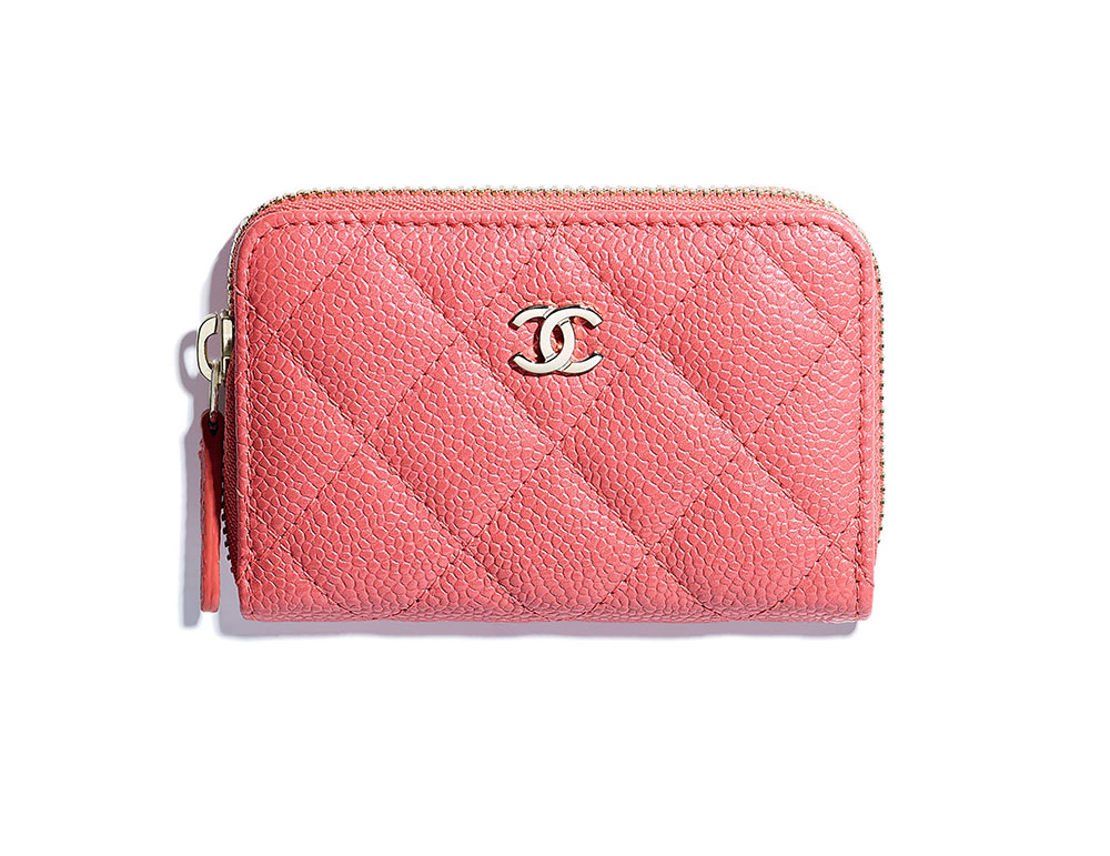 Chanel Classic Zip Around Card Holder Coin Purse Quilted Caviar Small Pink  186399195