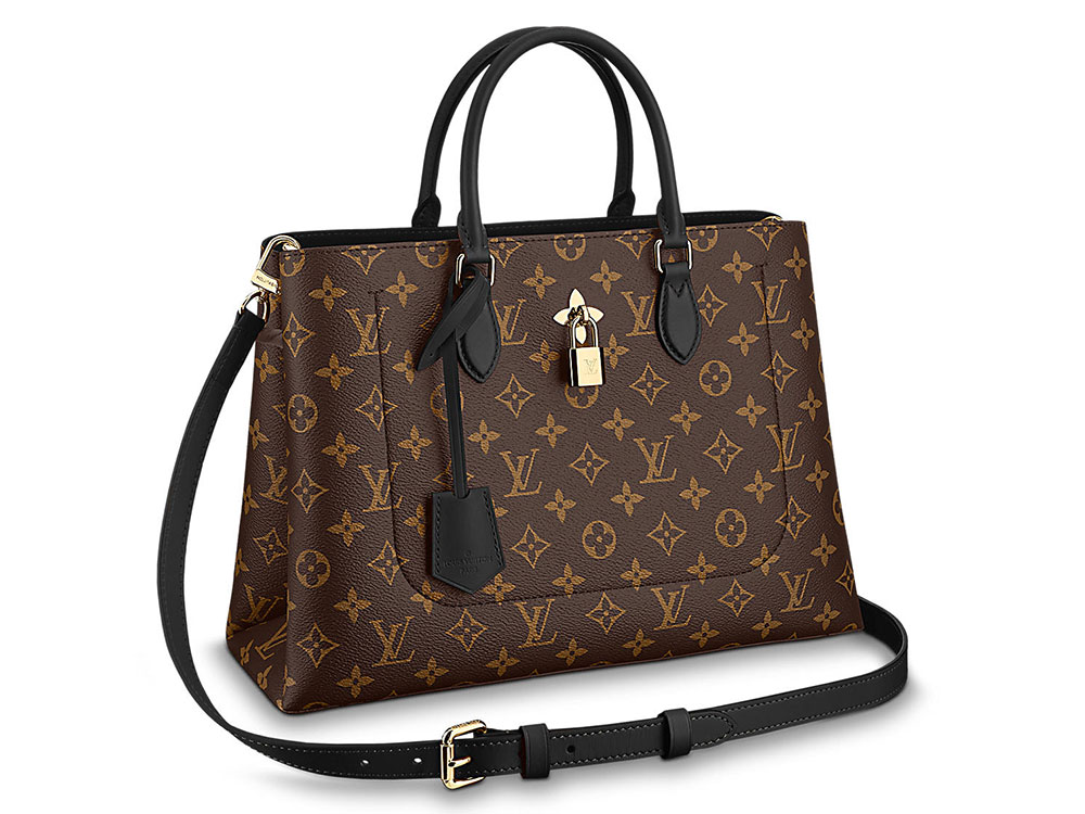 LOUIS VUITTON Flower Monogram Canvas Tote Bag Brown/Red