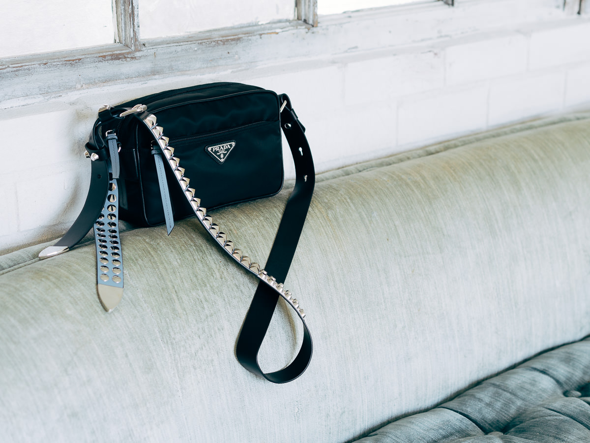 prada studded bag nylon