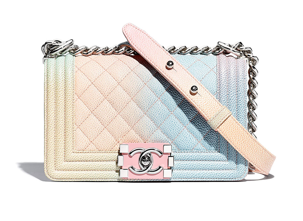 New 18P Chanel Pastel Rainbow Caviar Classic Boy Flap Bag