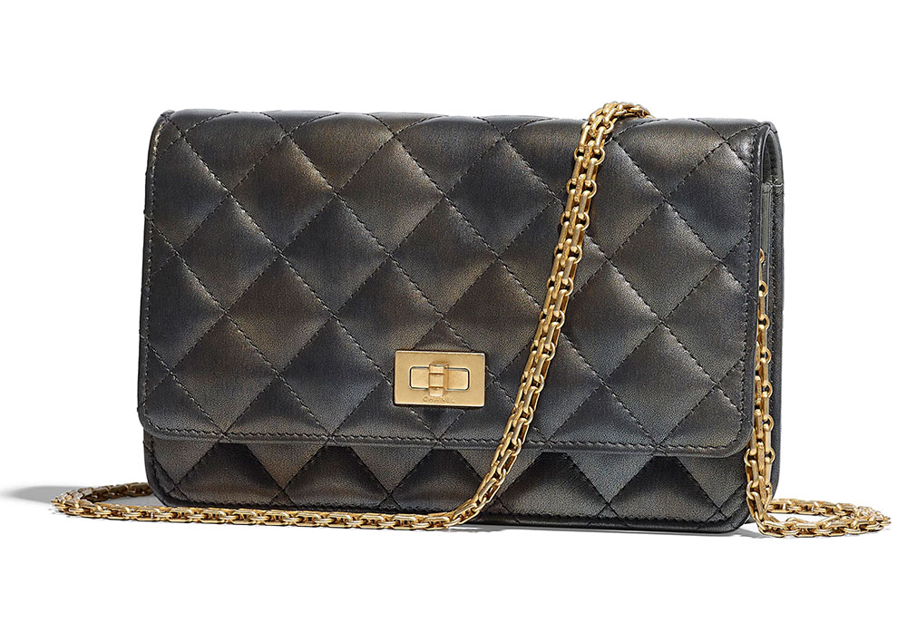 Chanel So Black Chevron Quilted Calfskin Reissue Woc Wallet on Chain Black Hardware, 2016 (Very Good), Womens Handbag