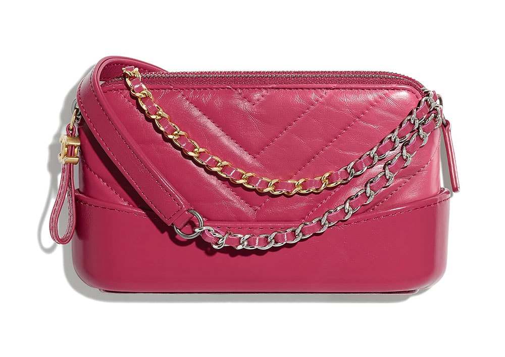 Chanel Gabrielle Woc Double Zip Clutch Wallet on Chain Bag Pink