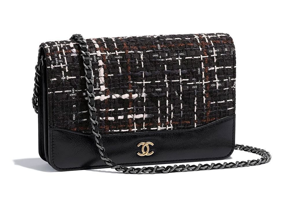 Chanel Gabrielle Wallet on Chain Tweed with Leather at 1stDibs