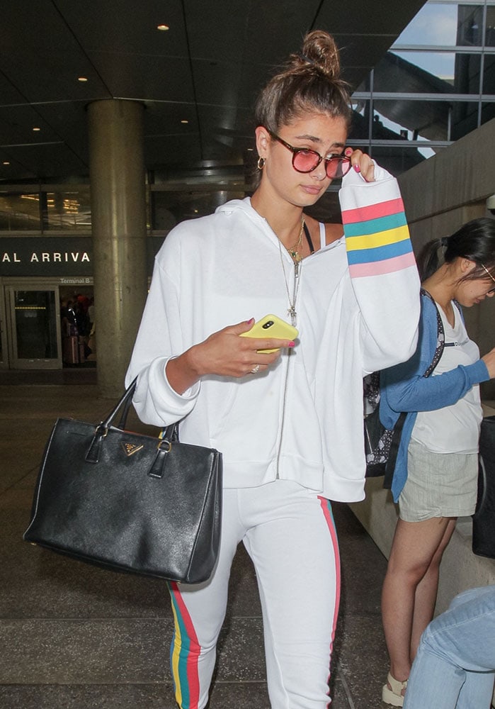 Prada - Taylor Hill carrying the Prada Galleria bag while out and