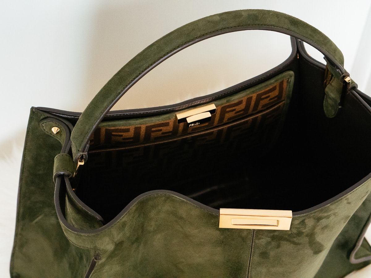 fendi green suede bag