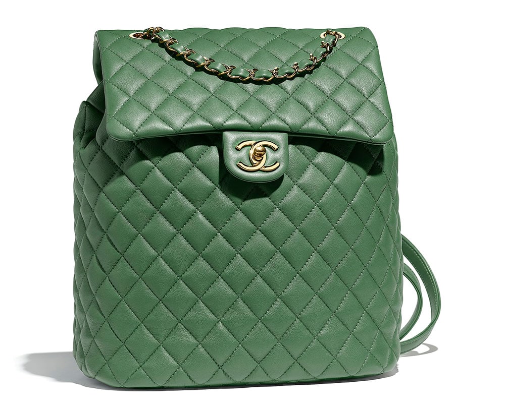 Chanel - Drawstring Mini Backpack Crossbody Metallic Green