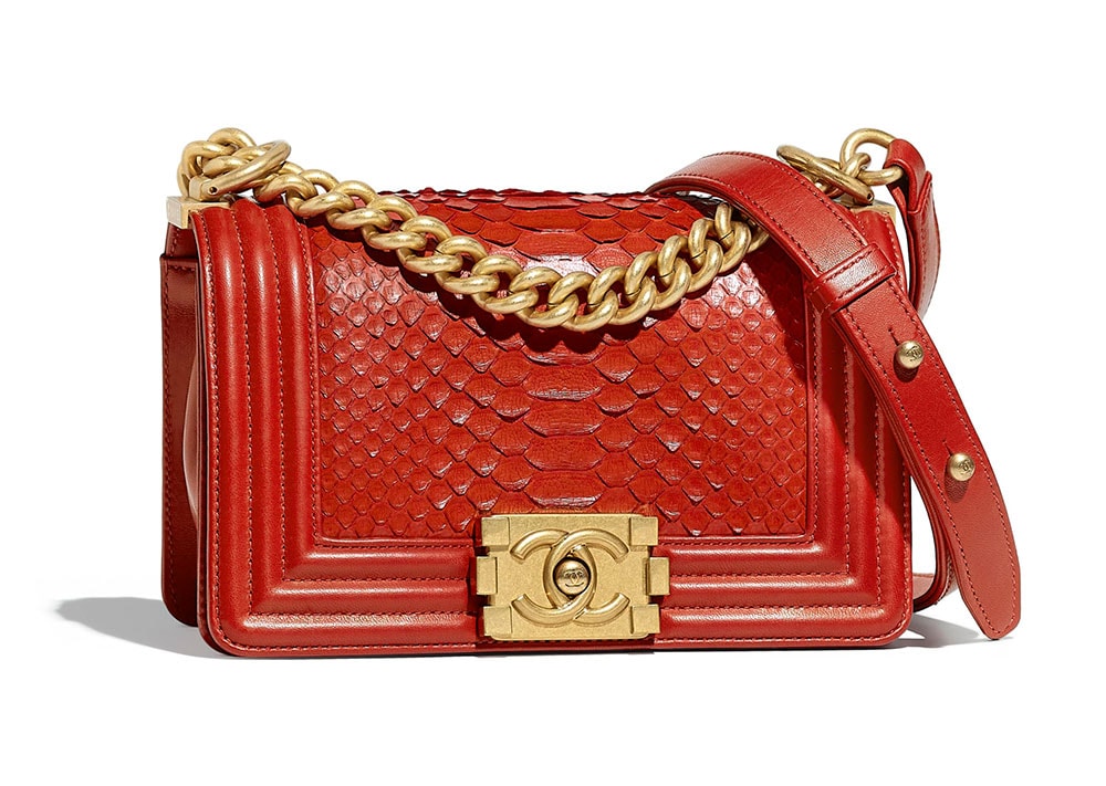 Chanel snakeskin boy best sale bag