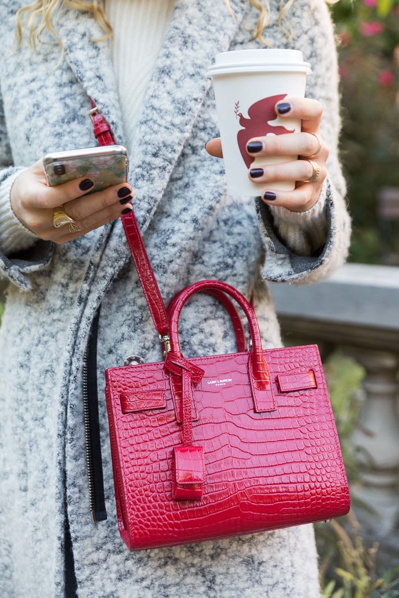 Saint Laurent Sac De Jour Nano Leather Tote in Pink