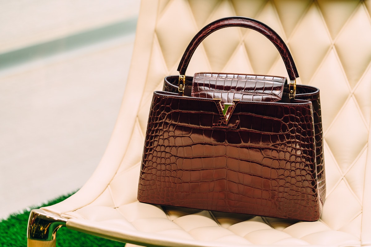 Louis Vuitton $35,000 Capucines BB exotic crocodile skin handbag for sale  in the Vuitton store in Bloomingdales, New York City Stock Photo - Alamy