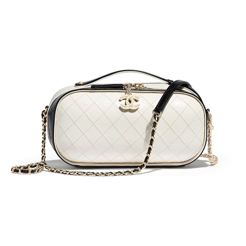 Chanel Navy White Crumpled Calfskin Vanity Case - Handbag | Pre-owned & Certified | used Second Hand | Unisex