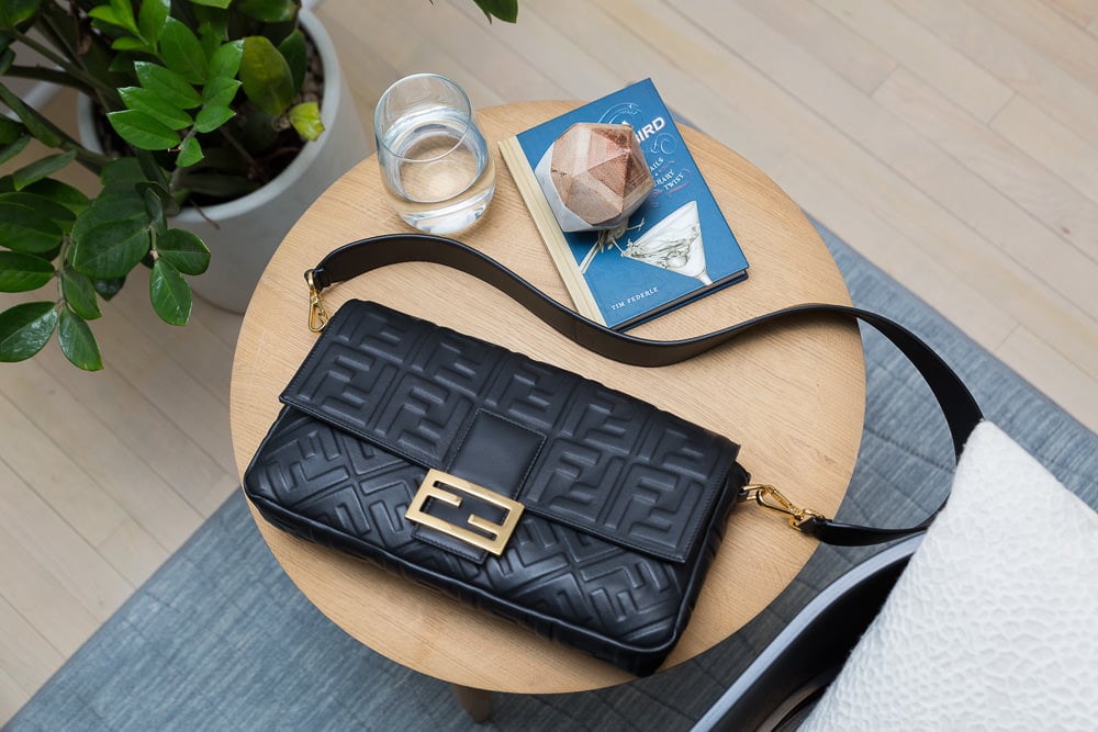 fendi baguette black leather