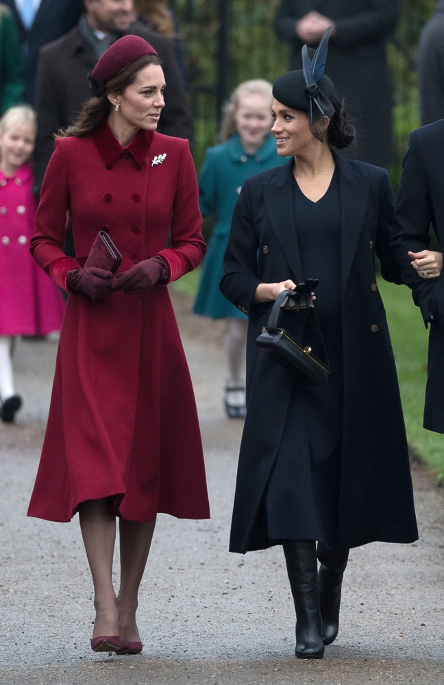 Meghan Markle with her Victoria Beckham Black Powder Box Bag