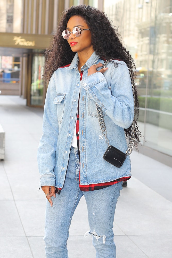 Oversized Denim and Mini Prada