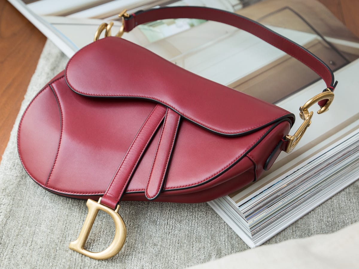 dior saddle bag red leather