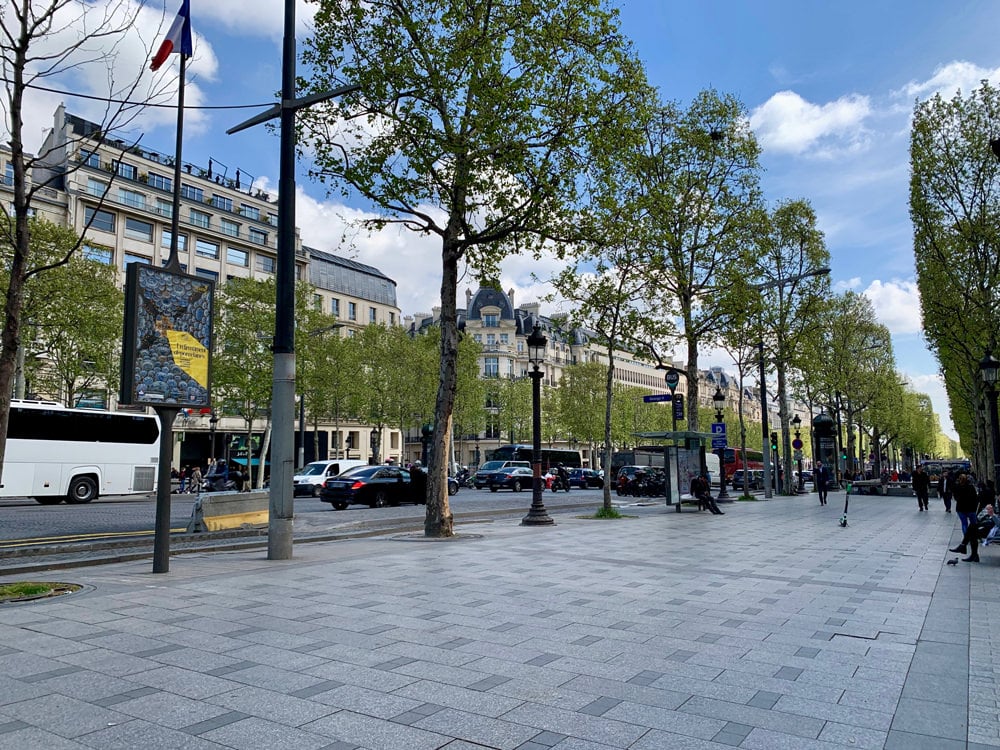 Street View Of Champselysees Avenue With Building Louis Vuitton In