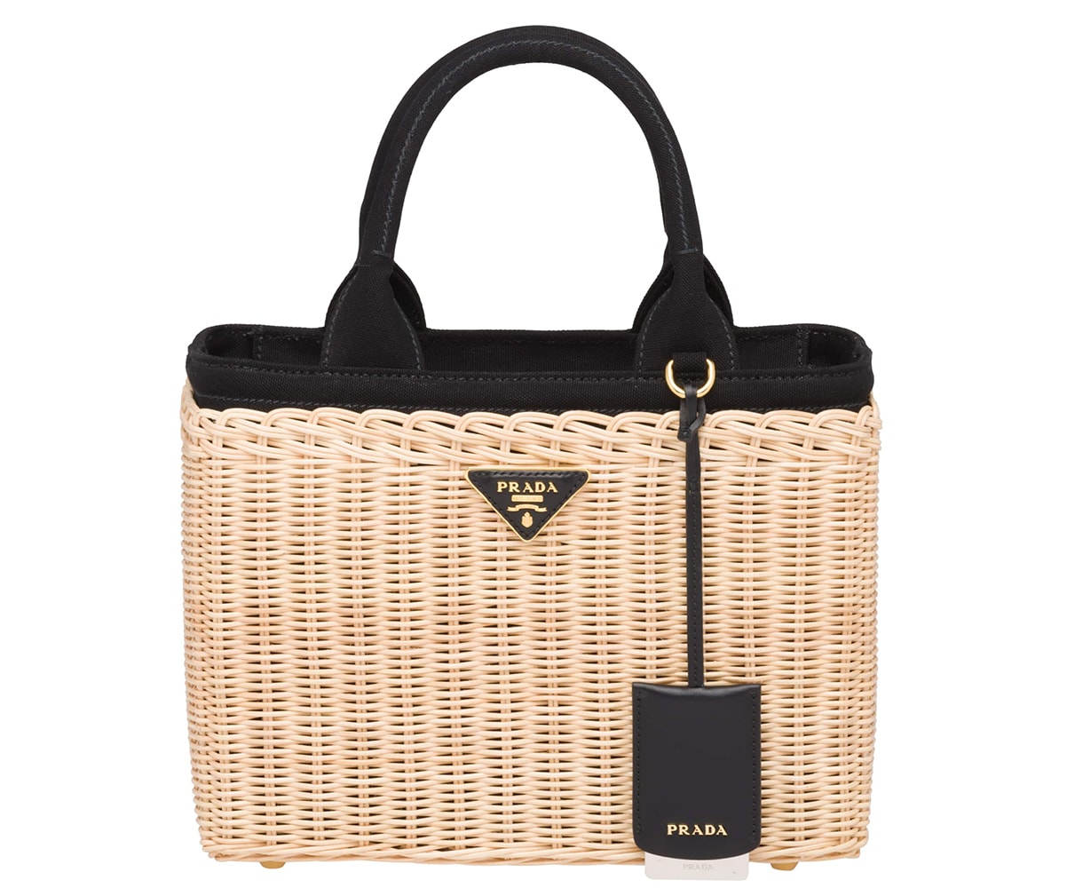 Prada Wicker and Canvas Handbag